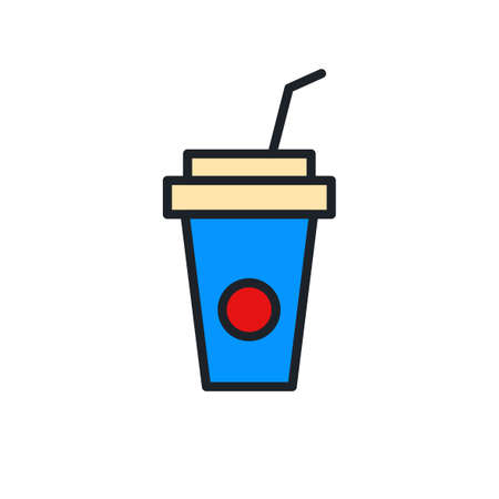 Fizzy drink icon. Fast food isolated line color iconsのイラスト素材