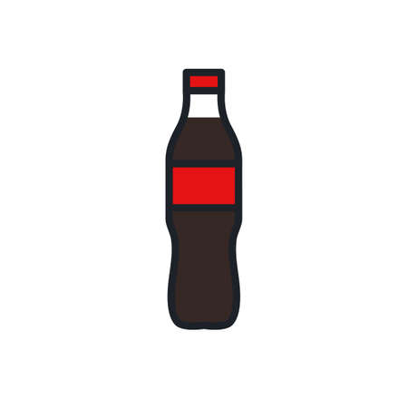 Fizzy drink icon. Lemonade bottle icon. Fast food isolated line color iconsのイラスト素材
