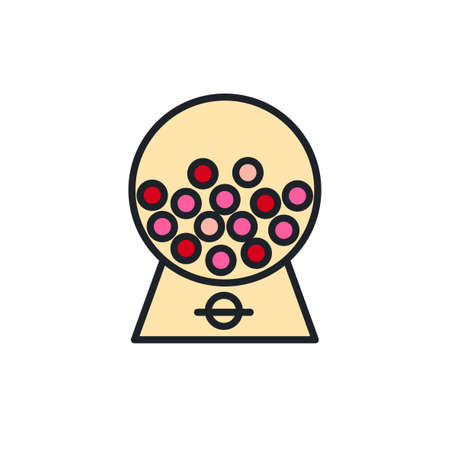 Gumball machine icon. Bubble gum or chewing gum isolated line color iconsのイラスト素材