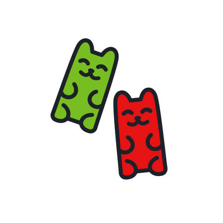 Gummy bears icon. Sweets isolated line color iconsのイラスト素材