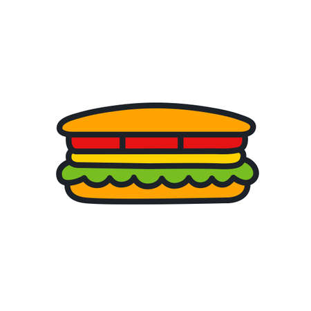 Sandwich icon. Fast food isolated line color iconsのイラスト素材