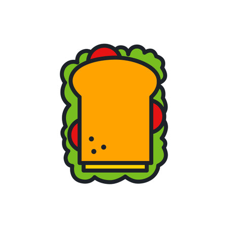 Sandwich icon. Toast bread. Fast food isolated line color iconsのイラスト素材