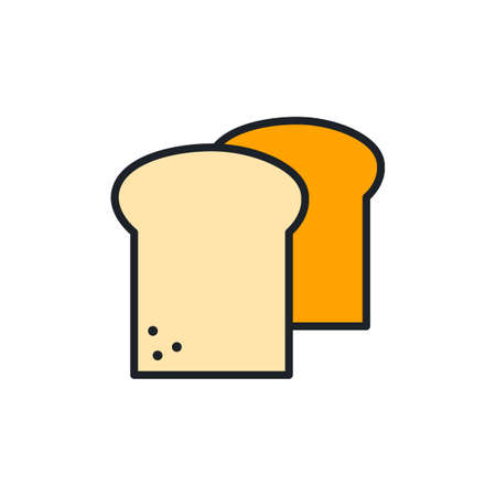 Toast bread icon. Bakery and pastry isolated line color iconsのイラスト素材