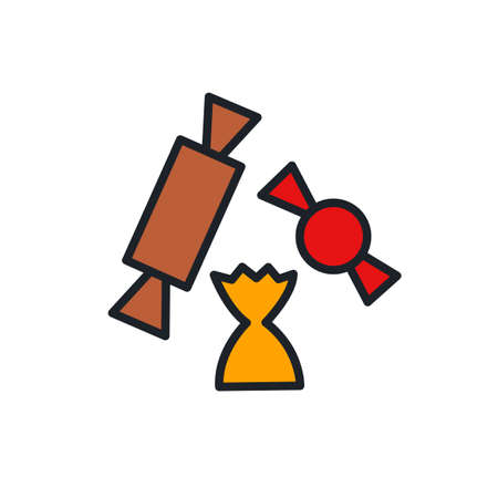 Candies or sweets icon. Confectionery isolated vector line color iconsのイラスト素材