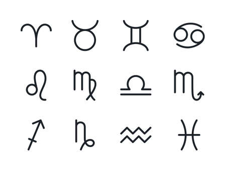 Zodiac signs icons. Icon set. Isolated vector astrological signsのイラスト素材