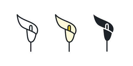 Calla lily icon. Wedding flowers isolated vector iconsのイラスト素材