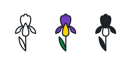 Iris flower icon. Garden flowers isolated vector iconのイラスト素材