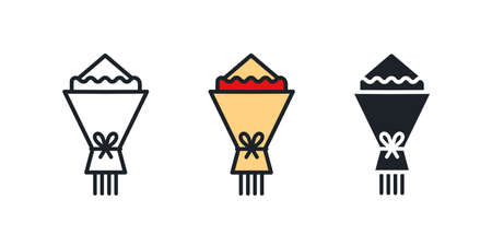 Bunch of flowers icon. Flowers delivery isolated vector iconのイラスト素材