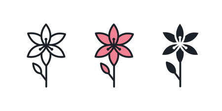 Lily icon. Garden flowers isolated vector iconsのイラスト素材