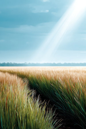 In a tranquil setting, community members engage in mutual support near expansive fields bathed in vibrant daylight. The harmonious colors of the landscape create a serene atmosphere, showing the beauty of nature and the strength of community ties. Participants are seen helping each other, highlighting the spirit of togetherness that fosters cooperation and understanding among individuals. The open space allows for interaction and connection.の素材