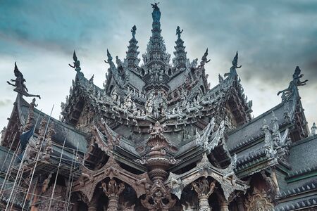 Sanctuary of Truth temple in Pattaya, Thailandの写真素材