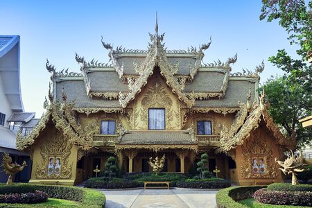 Golden toilet near Wat Rong Khun, Chiang Rai, Thailand.の写真素材