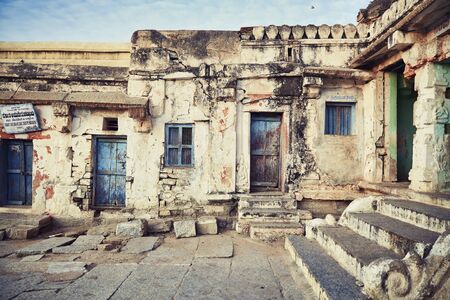 Inside Virupaksha Temple. Ancient houses.の写真素材