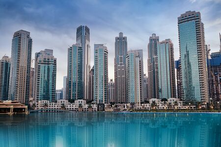 Beautiful Cityscape of Dubai Skyscrapers on the sunset. の写真素材