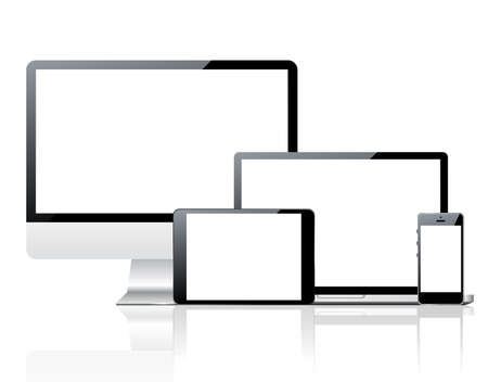 Vector device set isolated on white background.のイラスト素材