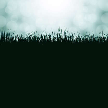 Vector background with grass and bokehのイラスト素材