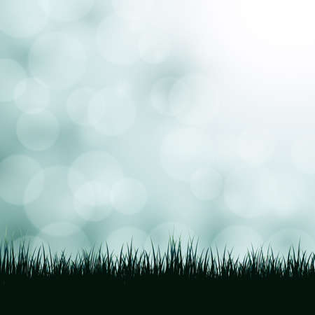 Vector background with grass and bokeh.のイラスト素材