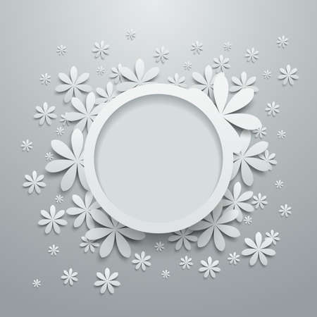 Vector banner with paper flowers.のイラスト素材