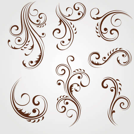 Vector set of floral design elements.のイラスト素材