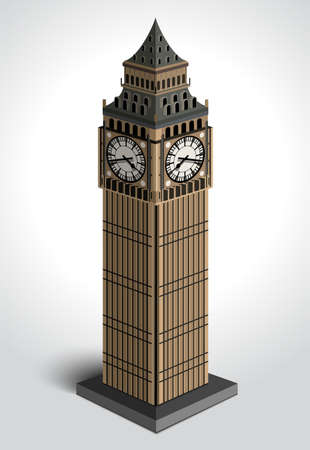 Vector illustration of Big Ben tower isolated on white background.のイラスト素材