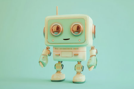 Retro Robot on Green Backgroundの素材