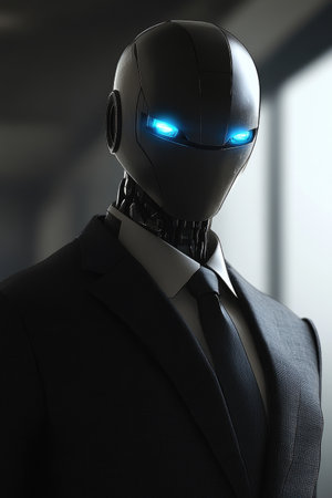 Business Robot with Glowing Eyesの素材