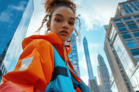 Model Portrait with vibrant Streetwearの素材