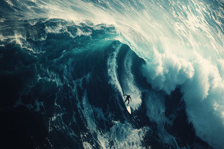 Surfer Riding Giant Ocean Waveの素材