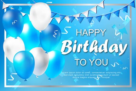 Birthday blue banner backgroundのイラスト素材