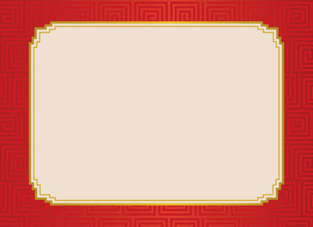 Japanese traditional kimono pattern simple vector illustration red background frameのイラスト素材