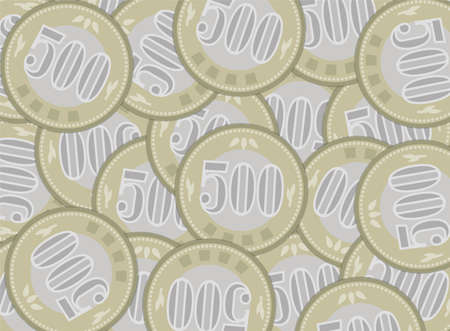 Japanese 500 yen coins background illustration
