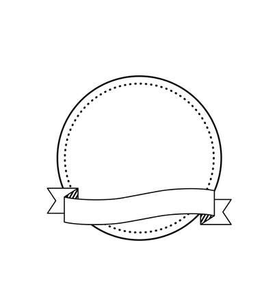 Outline simple emblem badge label with ribbon vector designのイラスト素材
