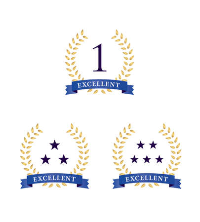 Laurel wreaths stars label with ribbon vector designのイラスト素材