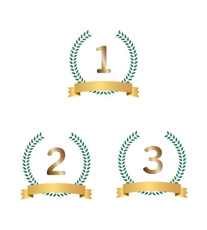 Laurel wreaths label with ribbon vector designのイラスト素材