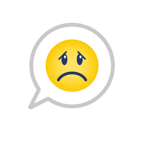 Chat message bubble Emoji worried face symbol vector illustrationのイラスト素材