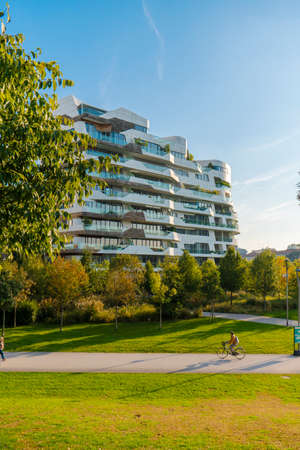 modern residential buildings in the city centerの写真素材