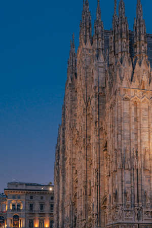 the medieval cathedral at nightの写真素材