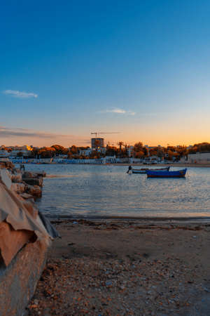 Sunset on the beach of the island of Rhodes, Greece.の写真素材