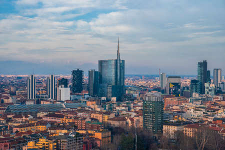 Panoramic view of the city of Frankfurt am Main, Germanyの写真素材