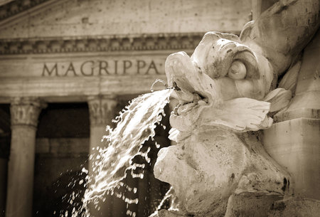 The fountain in Pantheon  Romeの写真素材