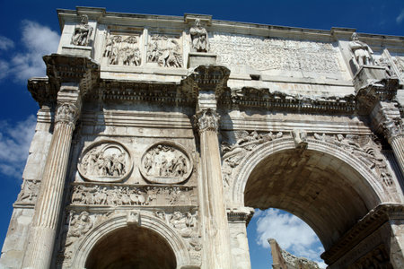 The roman monument the arch of Imperator Costantineの写真素材