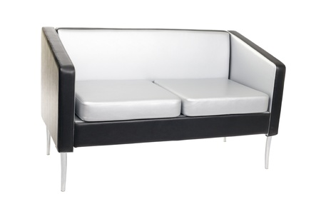 Gray-black sofa in a modern style isolated on white.の写真素材