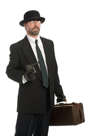 An armed bank robber in retro style.の写真素材