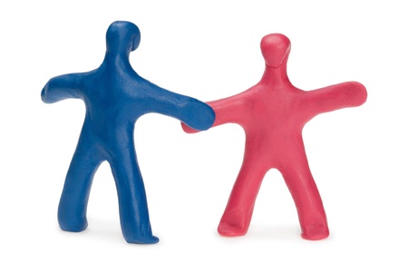 The successful agreement. Plasticine. Isolated.の写真素材