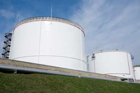 Fuel(oil) tanks in territory of a petrofactory.の写真素材