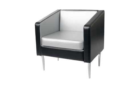 Gray-black armchair in a modern style isolated on white.の写真素材