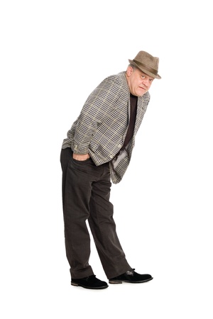 Middle aged man in a playful ironic pose.の写真素材