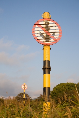 Prohibiting marine navaid - Anchors not throw.の写真素材
