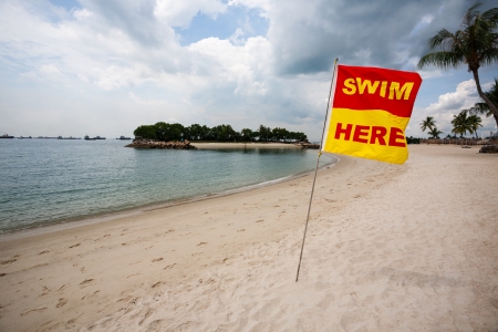 Sea beach on the island of Sentosa in Singapore.の写真素材