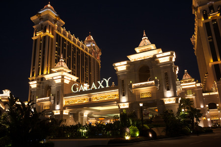 MACAU, CHINA - NOVEMBER 3, 2012  Galaxy - grand casino and hotel complex in the evening  Macau is the gambling capital of Asia and is visited by over 25 million people every year のeditorial素材